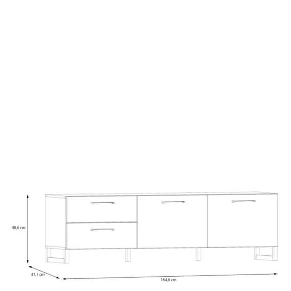 Tv-benk Silba 165x49 cm - 2 dører - 2 skuffer - secret grey