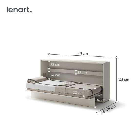 Skapseng Bed Concept 90x200 - horisontal - cashmere matt