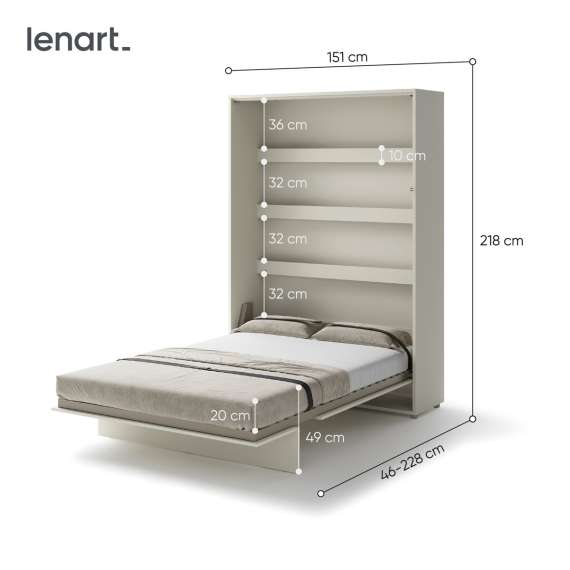 Skapseng Bed Concept 140x200 - vertikal - cashmere matt