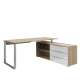 Skrivebord Nevada 184x158x76 cm - eik riviera - metall ben