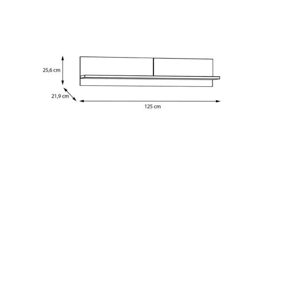 Hylle Saitama 125x26 cm - eik mauvella - secret grey - vegghengt