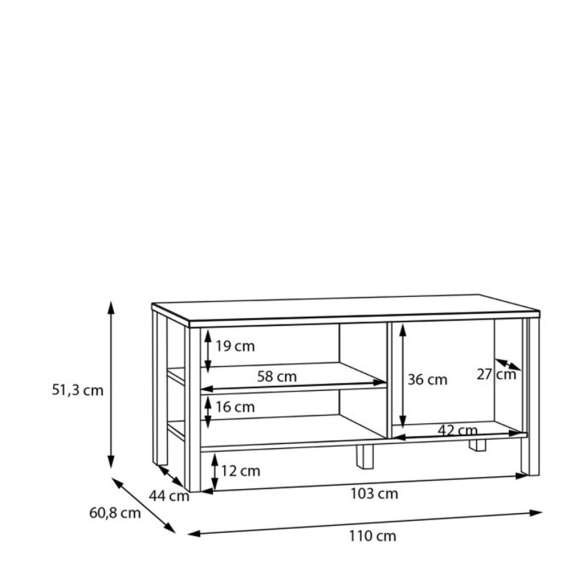 Stuebord Saitama 110x60 cm - eik mauvella - secret grey