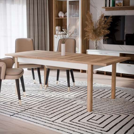 Spisebord Saitama 160-207x90 cm - eik mauvella - secret grey