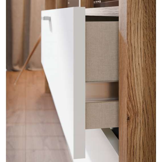 Tv-benk Saitama 190x64 cm - 3 dører - 1 skuff - eik mauvella - secret grey