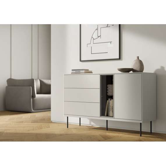 Skjenk Epiro 134x83 cm - cashmere matt - eik - med LED lys