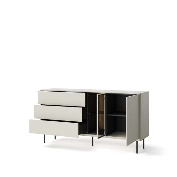 Skjenk Epiro 161x83 cm - cashmere matt - eik - med LED lys