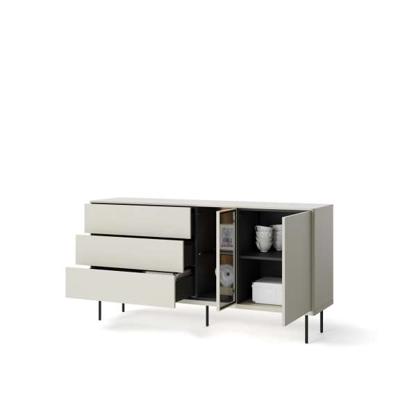 Skjenk Epiro 161x83 cm - cashmere matt - eik - med LED lys