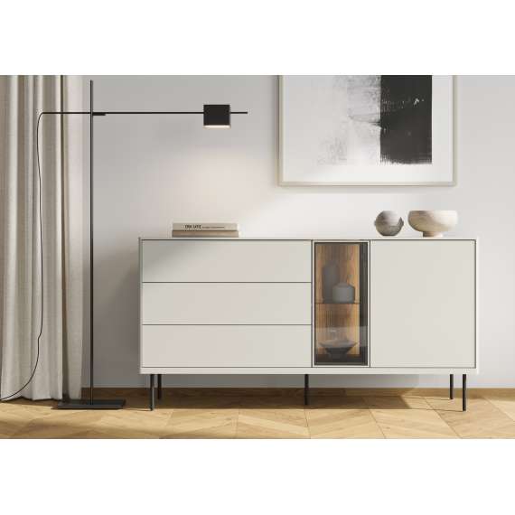 Skjenk Epiro 161x83 cm - cashmere matt - eik - med LED lys