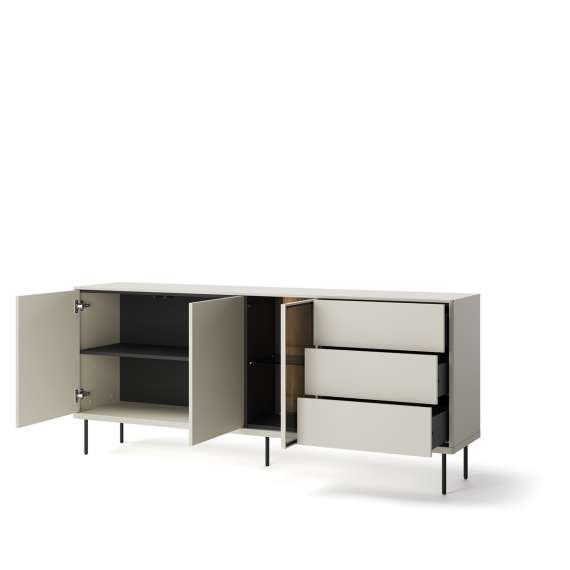 Skjenk Epiro 194x83 cm - cashmere matt - eik - med LED lys