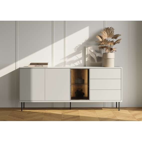 Skjenk Epiro 194x83 cm - cashmere matt - eik - med LED lys