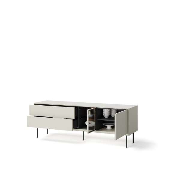 Tv-benk Epiro 161x56 cm - cashmere matt - eik - med LED lys