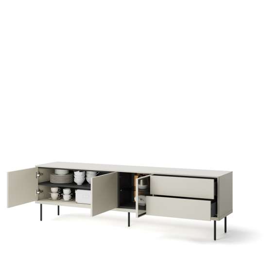 Tv-benk Epiro 194x56 cm - cashmere matt - eik - med LED lys