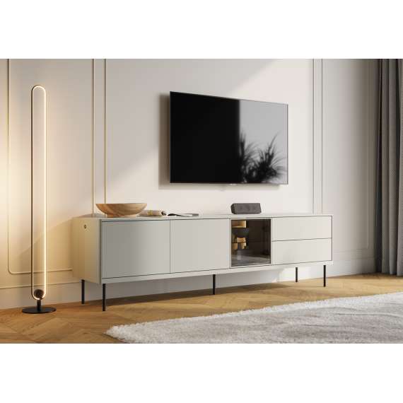 Tv-benk Epiro 194x56 cm - cashmere matt - eik - med LED lys