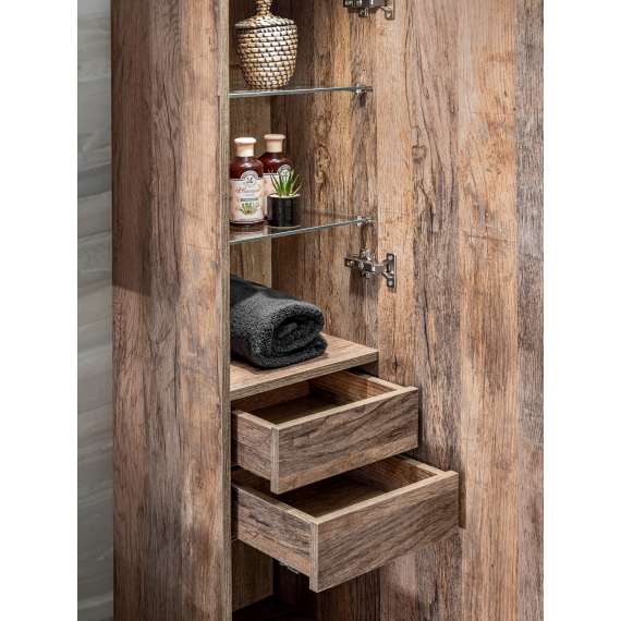 Høyskap Santa Fe 35x150 cm - eik vintage - 1 dør - 2 skuffer