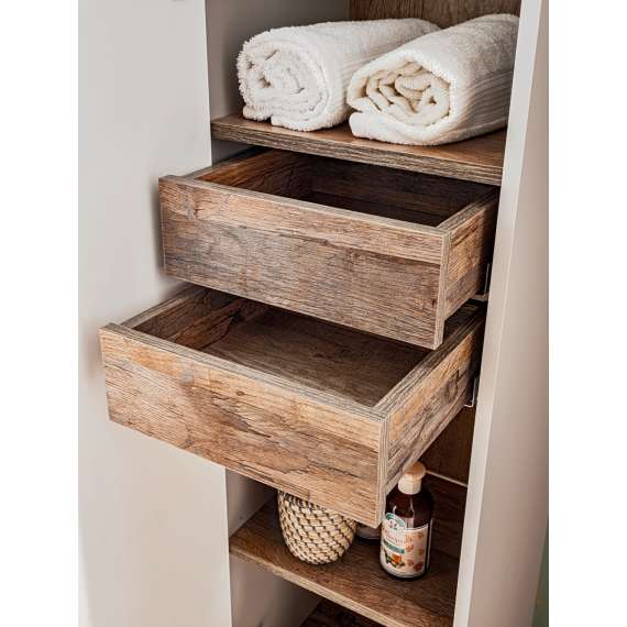 Høyskap Santa Fe 35x150 cm - beige - 1 dør - 2 skuffer