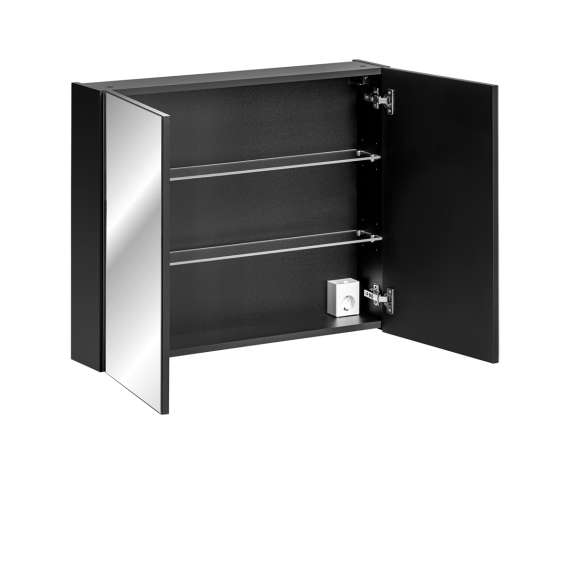 Speilskap Santa Fe 80x65 cm - sort - 2 dører