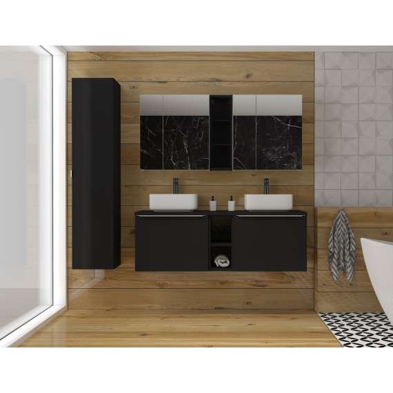 Speilskap Santa Fe 80x65 cm - sort - 2 dører