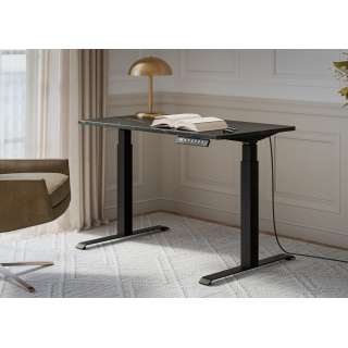 Skrivebord MOON 121x67 cm - sort marmor - justerbar høyde