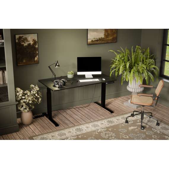 Skrivebord MOON LONG 150x80 cm - sort marmor - justerbar høyde