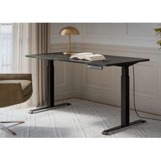 Skrivebord MOON LONG 150x80 cm - sort marmor - justerbar høyde