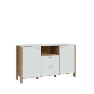 Skjenk Saitama 146x86 cm - 2 dører - 2 skuffer - eik mauvella - secret grey