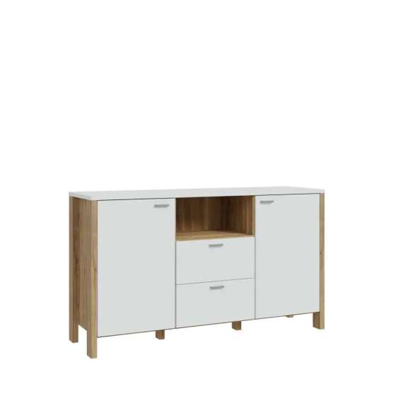 Skjenk Saitama 146x86 cm - 2 dører - 2 skuffer - eik mauvella - secret grey