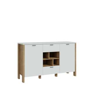 Skjenk Saitama 141x87 cm - 2 dører - 2 skuffer - eik mauvella - secret grey