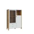 Vitrineskap Saitama 112x154 cm - 2 dører - 2 skuffer- eik mauvella - secret grey
