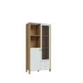 Vitrineskap Saitama 97x202 cm - 2 dører - 2 skuffer - eik mauvella - secret grey