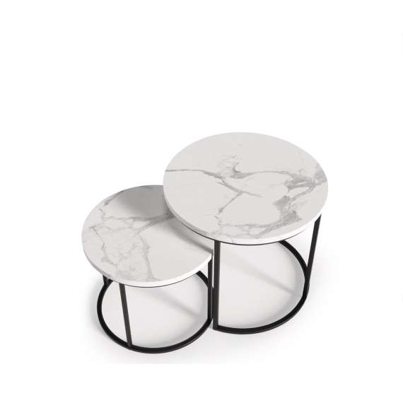 Bordsett Oreo - 2 stk - hvit marmor imitasjon