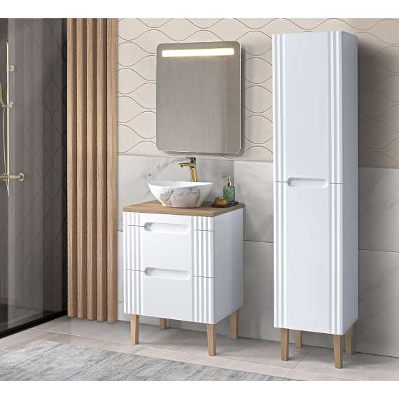 Servantskap Fiji 60 cm - hvit - 2 skuffer