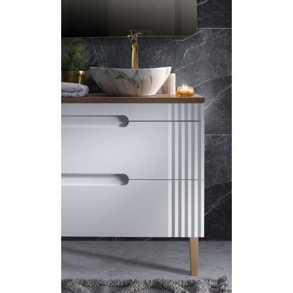 Servantskap Fiji 100 cm - hvit - 2 skuffer