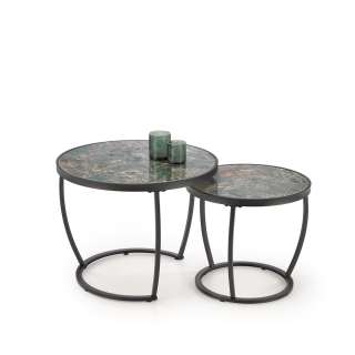 Bordsett Ines - 2 stk - grønn marmor imitasjon