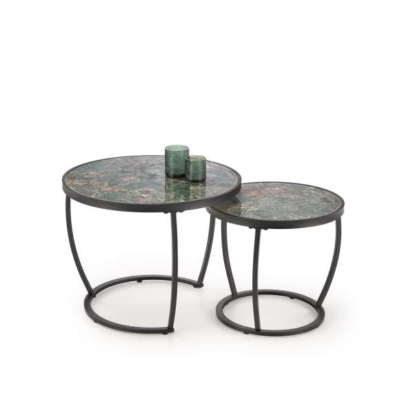 Bordsett Ines - 2 stk - grønn marmor imitasjon