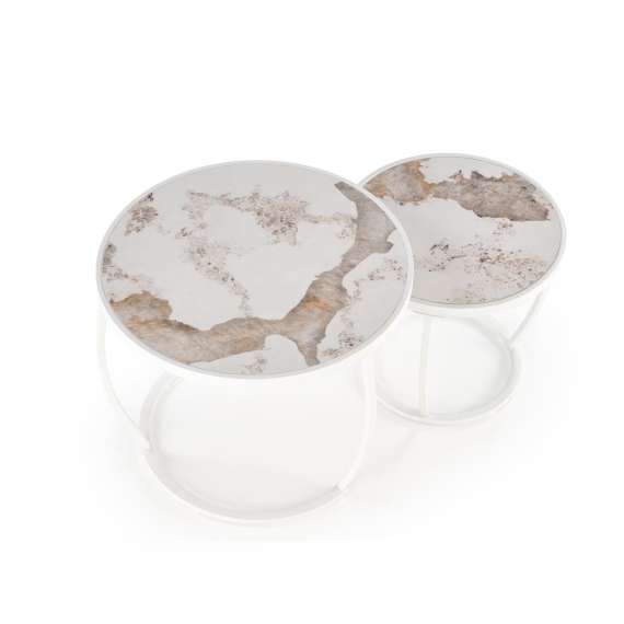 Bordsett Ines - 2 stk - beiege marmor imitasjon