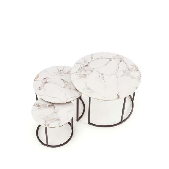 Bordsett Gilda - 3 stk - beiege marmor imitasjon