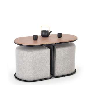 Sofabord Pampa - 88x43 cm - 2 puffer - metall understell