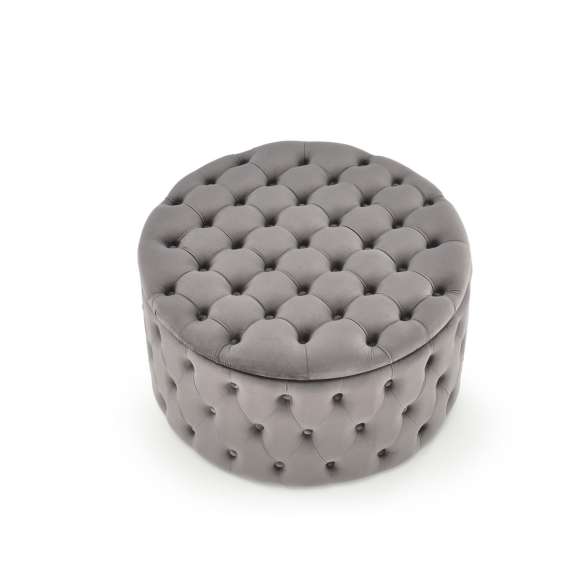 Puff Nunez Ø70 cm - grå - velvet - oppbevaringsplass