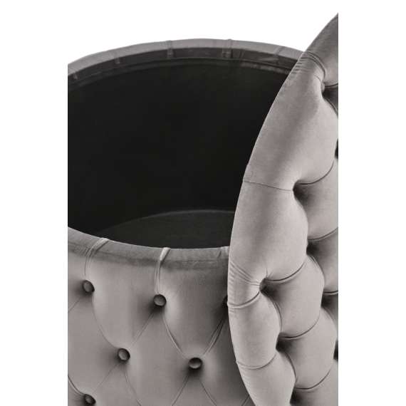 Puff Nunez Ø70 cm - grå - velvet - oppbevaringsplass