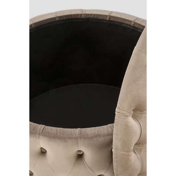 Puff Nunez Ø70 cm - beige - velvet - oppbevaringsplass