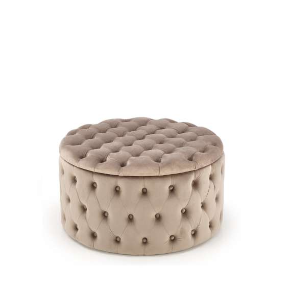 Puff Nunez Ø70 cm - beige - velvet - oppbevaringsplass