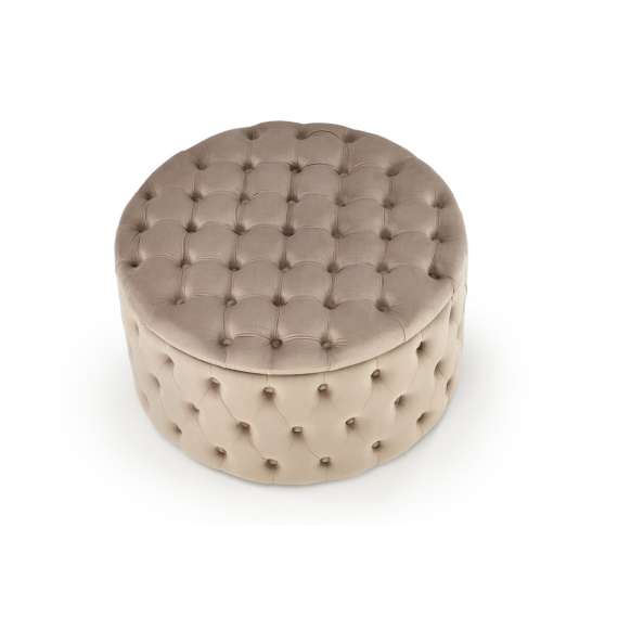 Puff Nunez Ø70 cm - beige - velvet - oppbevaringsplass
