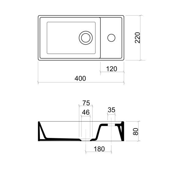 Servant Vedea 40 cm - hvit