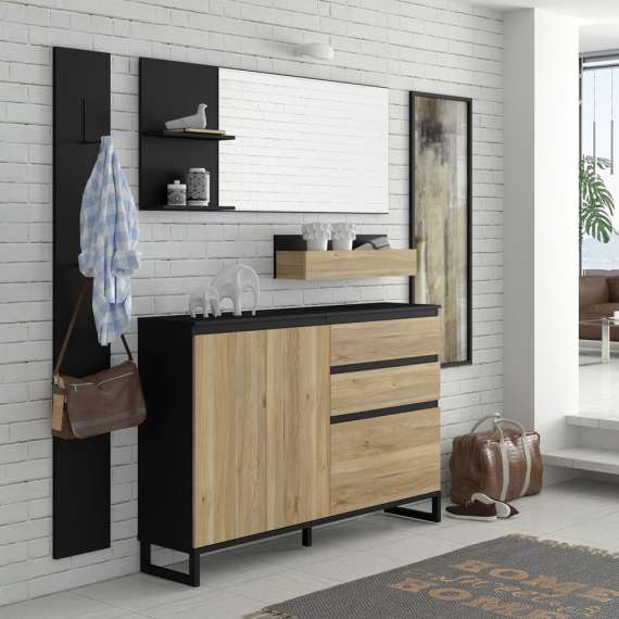 Entresett Ticos VI - svart matt - eik mauvella