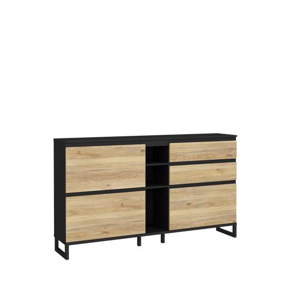 Entresett Ticos VII - svart matt - eik mauvella