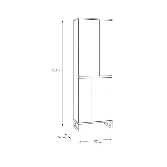 Garderobeskap Ticos 65x202 - 4 dører - secret grey - grafitt