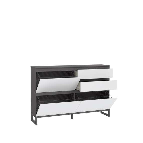 Skoskap Ticos 150x99 cm - 2 flap-dører - 2 skuffer - secret grey - grsfitt