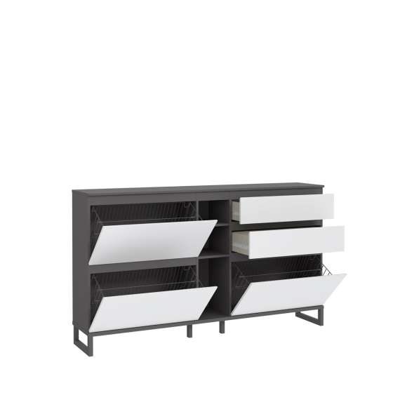 Skoskap Ticos 175x99 cm - 3 flap-dører - 2 skuffer - secret grey - grafitt