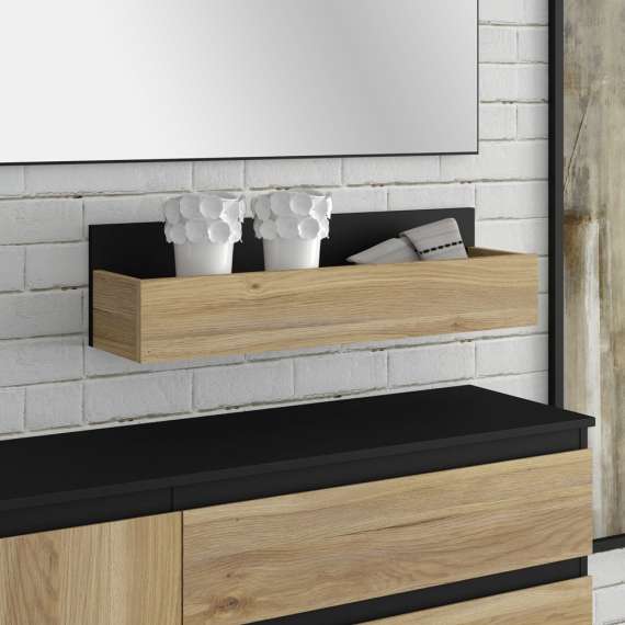 Hylle Ticos 150x19 cm - eik mauvella + grafitt