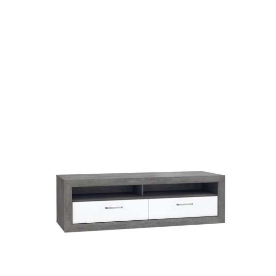 TV-benk Exline 153 cm - Mørk Betong - Hvit Høyglans